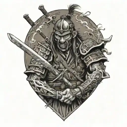 Zombie Samurai Warrior Battling