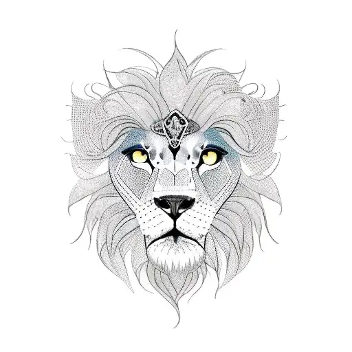 Two-faced Docile And Fierce Lion Decorated With Flowers Symbolizing Jim Jam