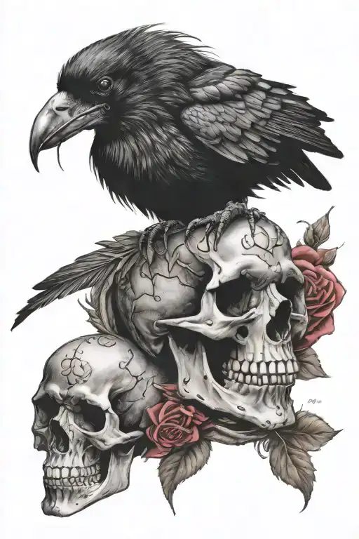 Voodoo Skull Crow Rose