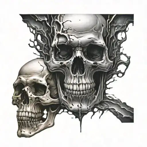 Half Happy Face Half Skull Melting