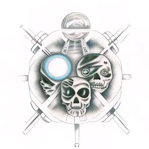 A Realistic Portrait Of Blink 182 Members Surrounded By Ufos And Celestial Elements