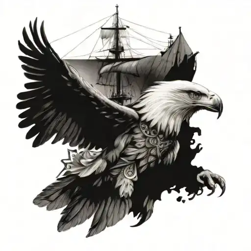 Greek Ship Whit Eagle