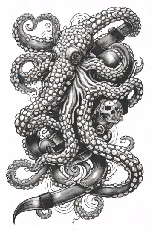 An Octopus Wearing A Gi Top And A Black Belt Fighting 4 Bjj Fighters