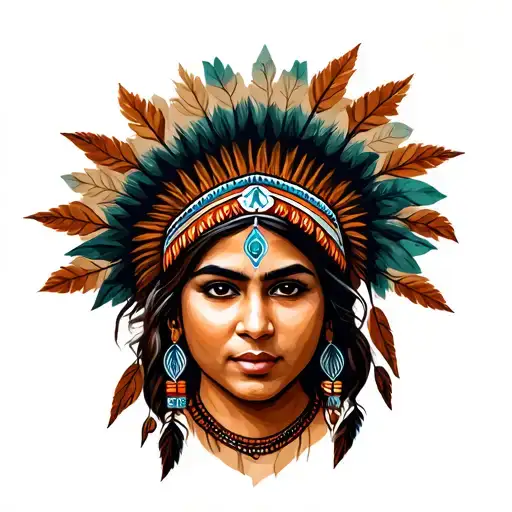 Indian American Native Female Face Front