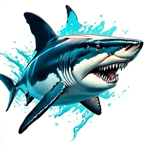 Great White Shark From The Side View