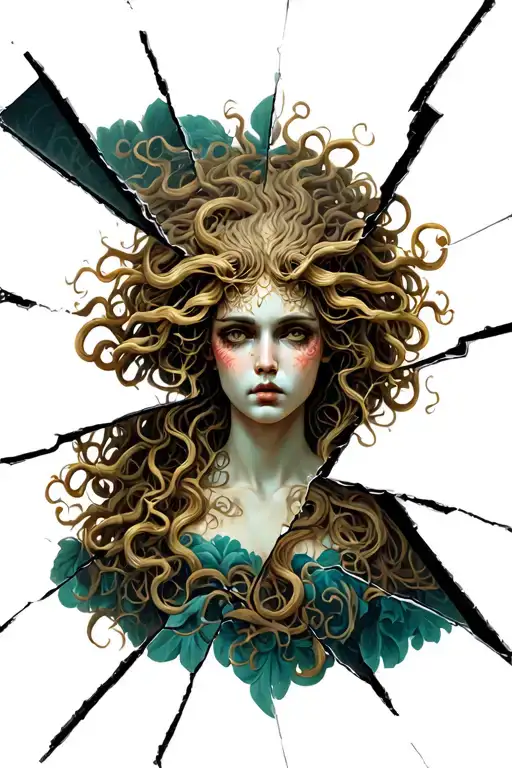 Medusa Seen From A Broken Mirror Reflecting