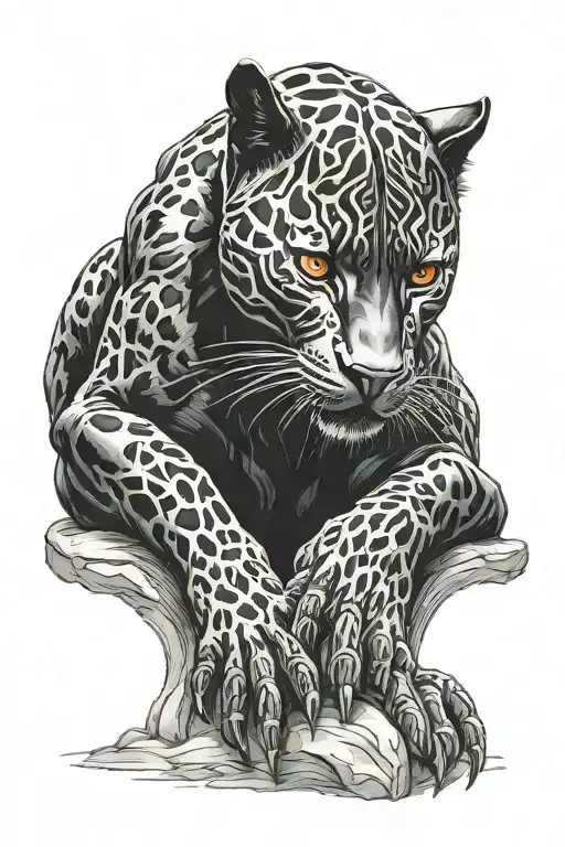 Black Panther Red Eyes Sitting Up Straight