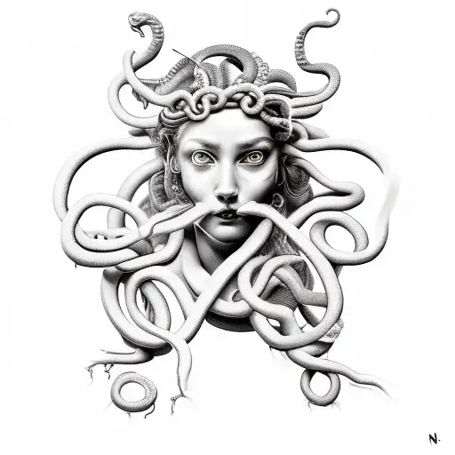 Correct Her Eyes And Add Snake Heads At The Ends