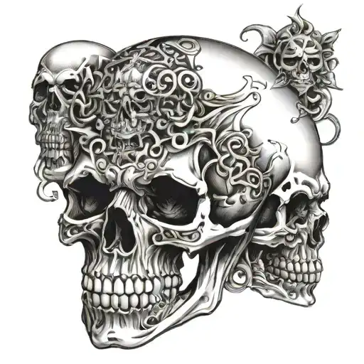 Create A Tatoo Art For Wristit's A Word Kali Include 4 Skulls With It And A Long Toung