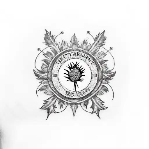 Scottish Flag And Thistle