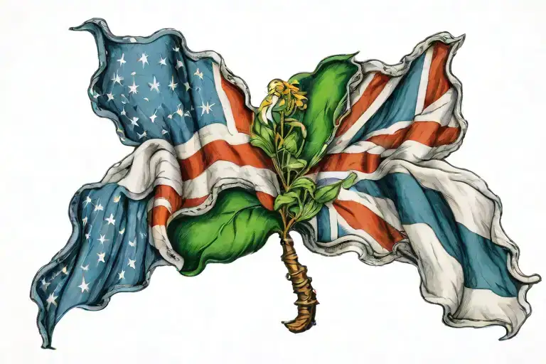 American Flag Irish Flag And Scottish Flag Combination