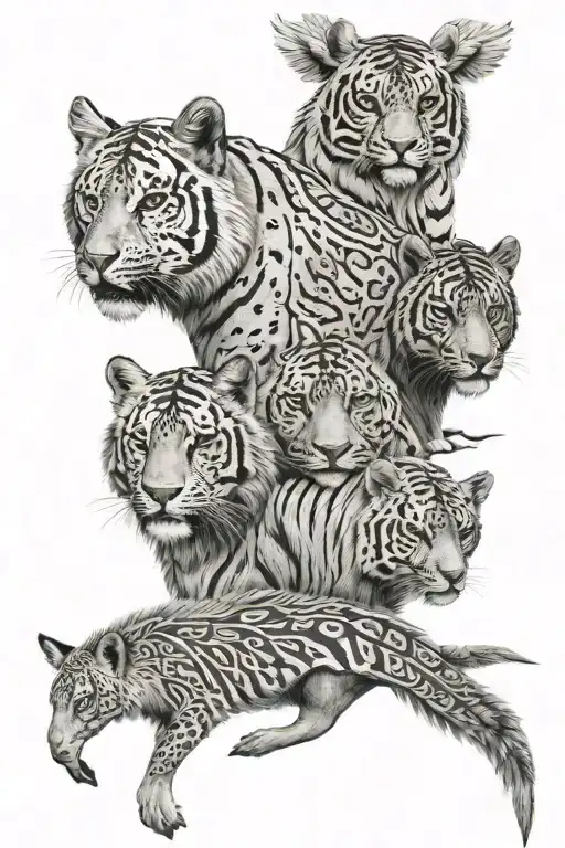 Totem On The Back Of Three Different Animals