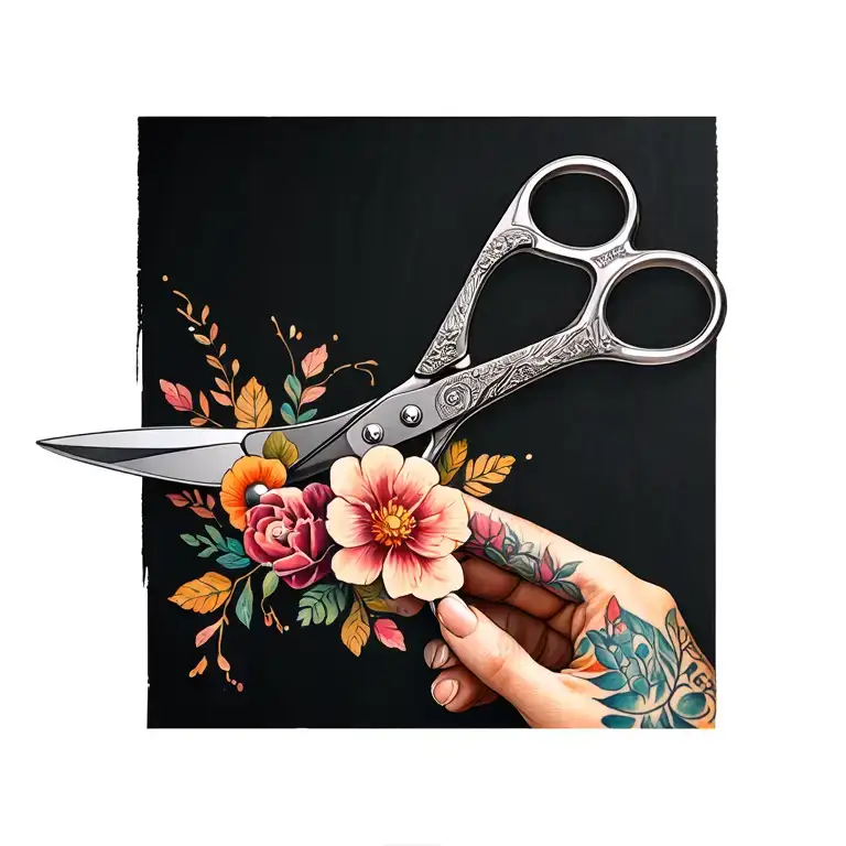 Hairdresser Scissors With A Floral