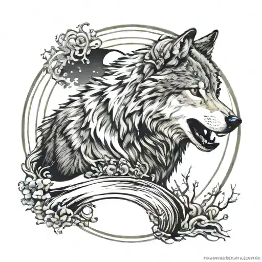 Wolf Howling In Enso Circle