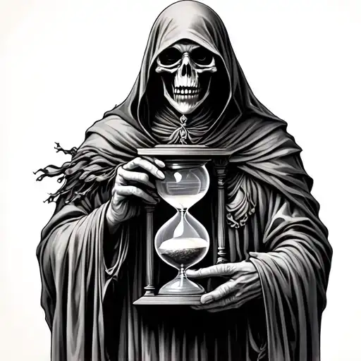 Grim Reaper Holding Hourglass