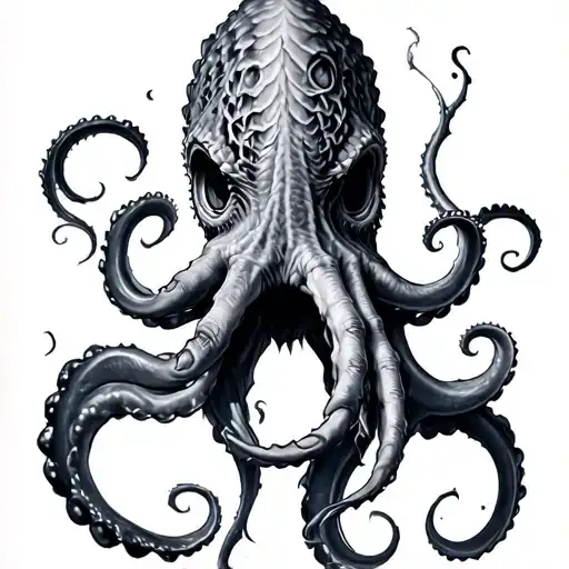 Kraken Hand Tattoo Black And Grey