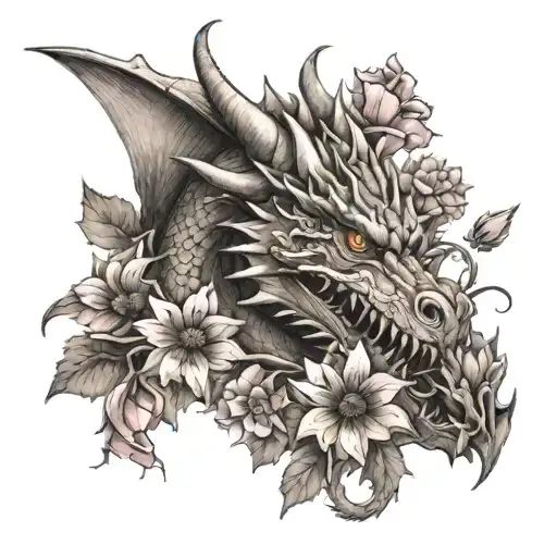 Dragon And Flowers And Notes