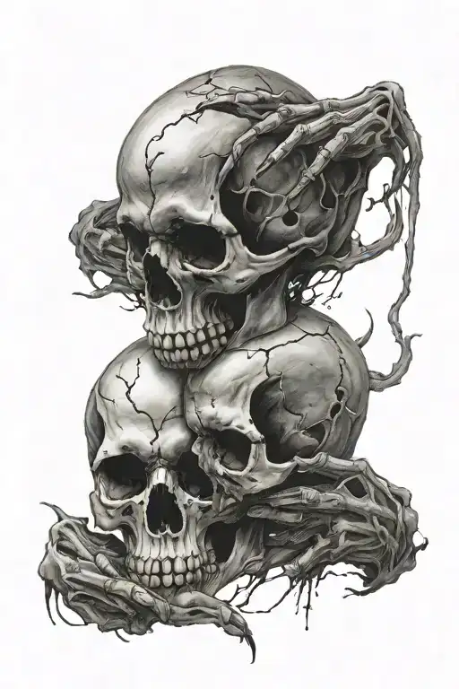 Skull Hands Holding Each Other