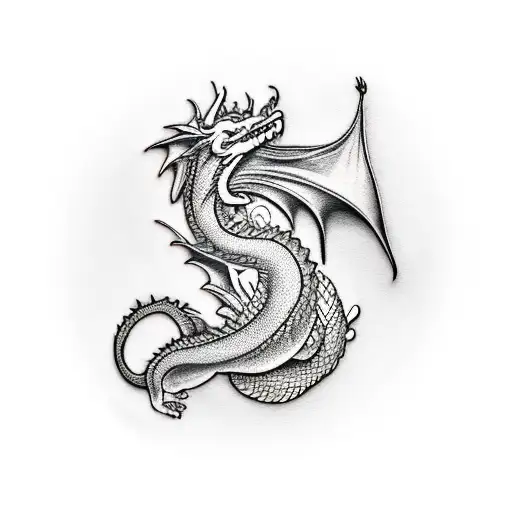 A Realistic Tattoo Of A Dragon Holding A Social Media Icon In Its Claw