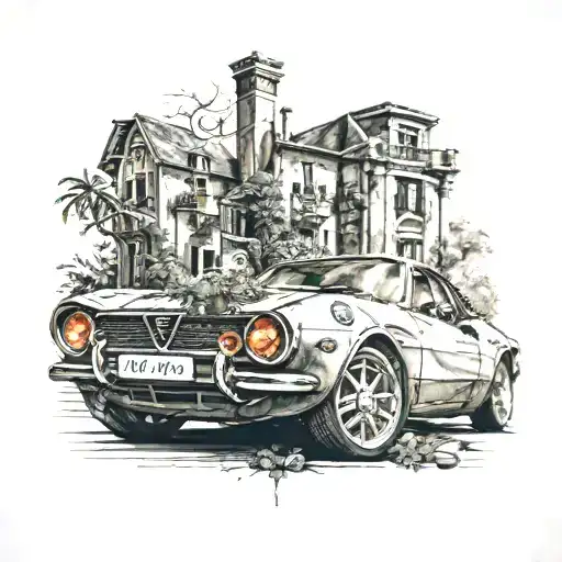 Alfa Romeo Car Surrounded By Lush