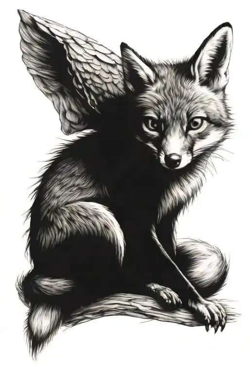 Sitting Fox With Owl