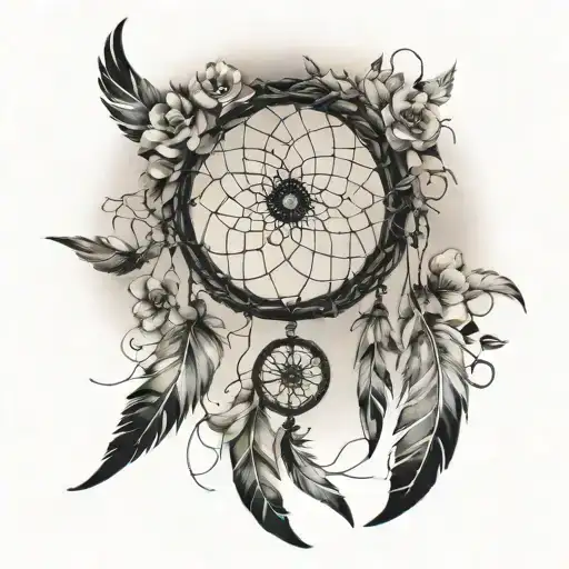 Dream Catcher Entangled In A Beautiful Blackwork
