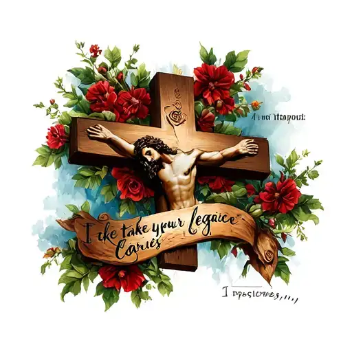 A Cross Of Jesus Christ With The Phrase I Take Your Legacies