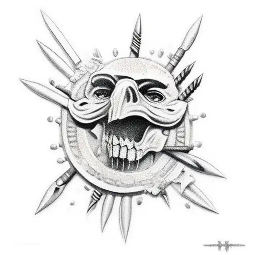 9 Broken Spears And 1 Good Spear With A White Flag