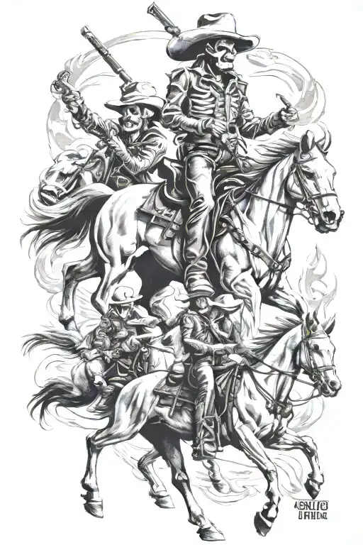 Skeleton Cowboys On Horses