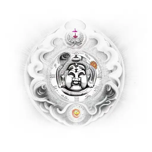 Buddah With Zodiac Signs And Elements