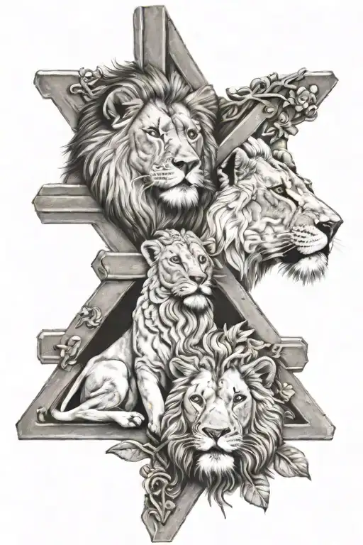 Lion And Lamb 3 Crosses