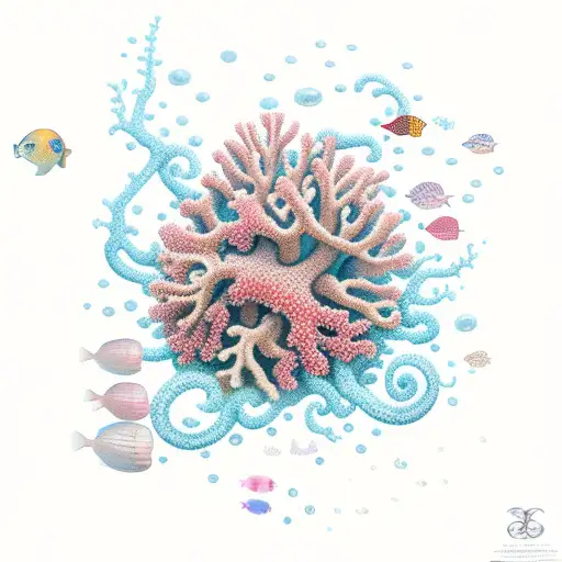 Ocean With Flowers And Coral