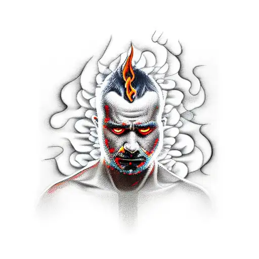 Man On Fire With Sharp Lines