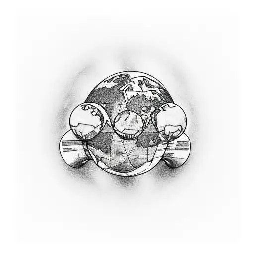 Three People Sitting On The Planet Earth