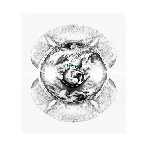 Three People Standing On Planet Earth