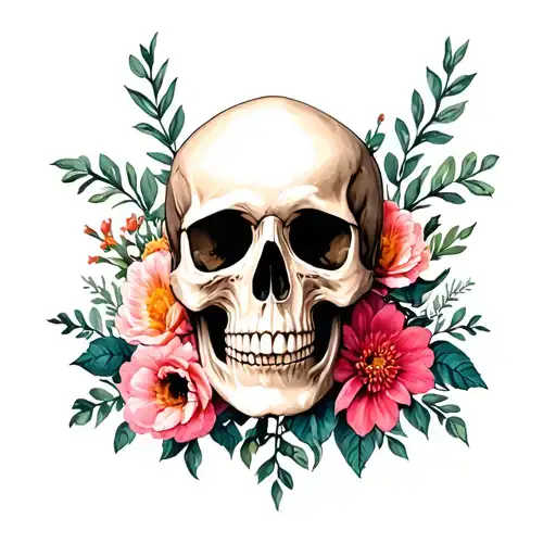 Skull And Flowers