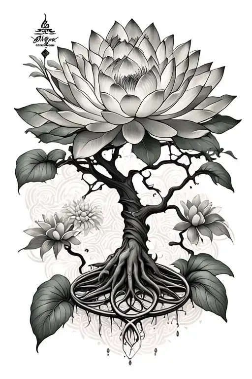 Lotus Flower Tree Of Life Intertwined