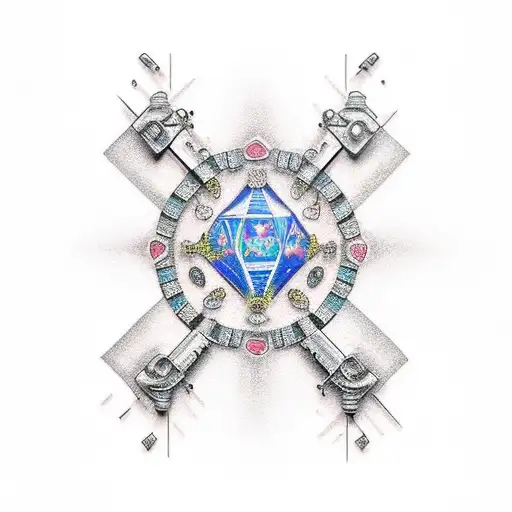 Gun With Gems And Chains