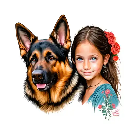 German Shepherd And Girl