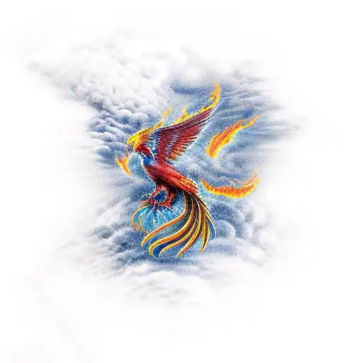 Phoenix Rising From A Volcanoes