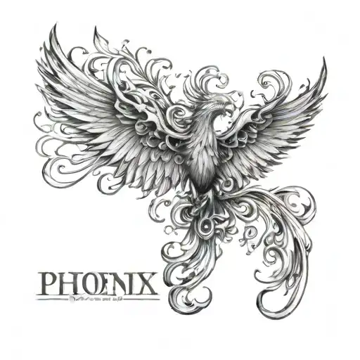 Phoenix From Flame Like Wings With Word A