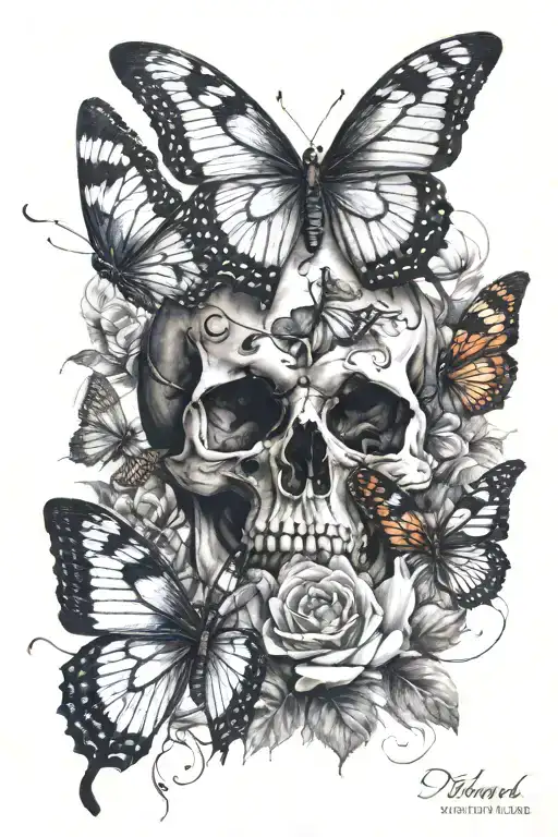 Butterflies With Skull