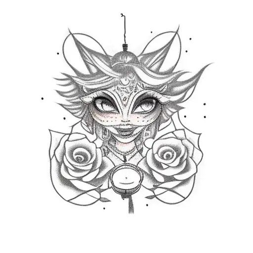 Girl In Whimsical Darkness In Distance A Man Holding A Bright Lantern