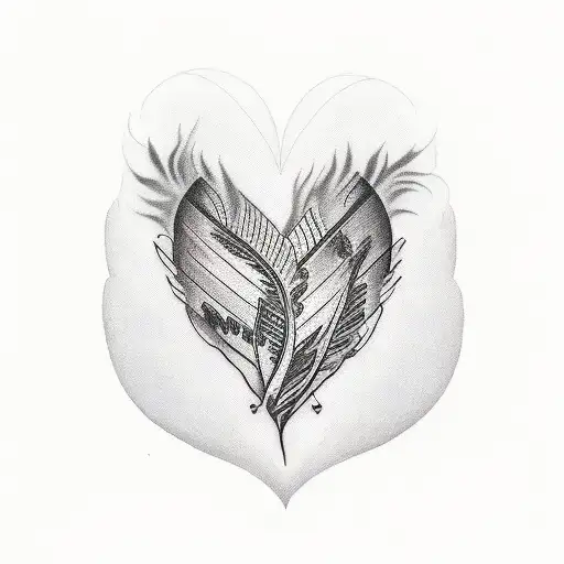 Scale With A Heart On One Side And A Feather On The Other