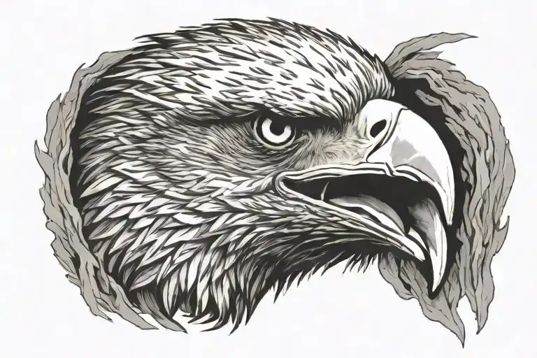Face Of An Angry Looking Eagle Coming Out Of A