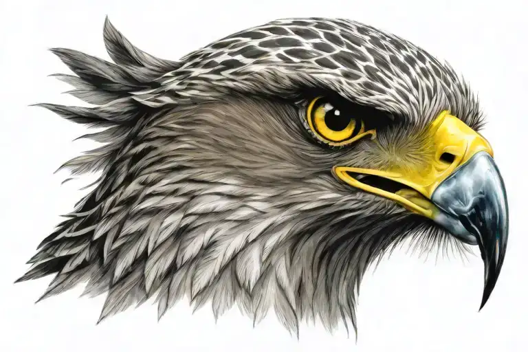 Face Of A Hawk With An Angry Face Looking Forward