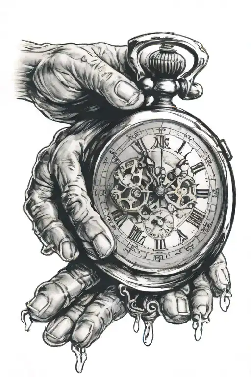 Old Person Hand Holding Time Piece