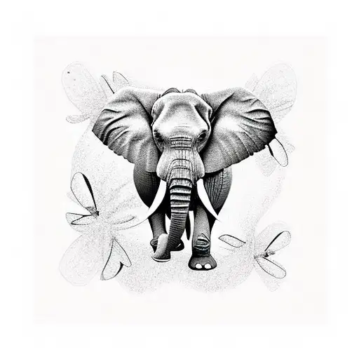 Elephant With Butterflies