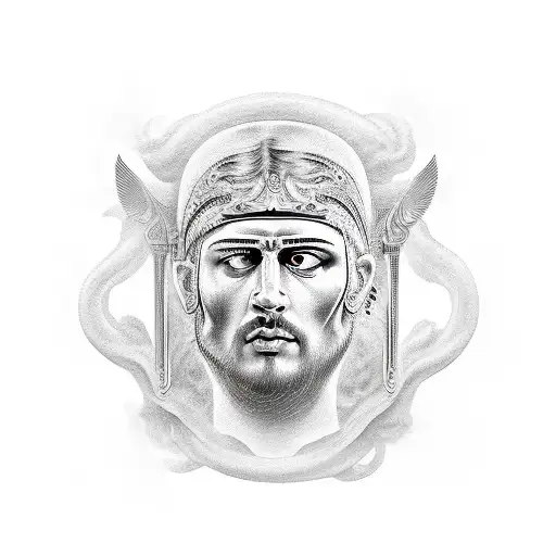 Roman Face With Modern Anarcistic Symbols