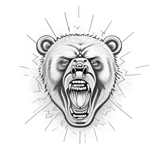 Angry Shouting Bear With Dynamic Microphone Posing Like A Metalcore Singer